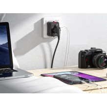 Fusion charger adapter UK , US , AU , CH , EU , USB 2.1A , (220V) black