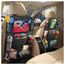 Car organizer for front seats with compartments beige