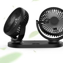 Dvigubas automobilio ventiliatorius, maitinamas per USB, juodas