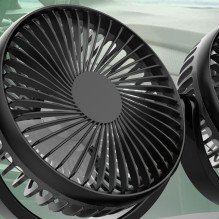 Dvigubas automobilio ventiliatorius, maitinamas per USB, juodas