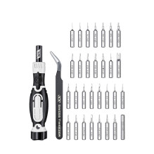 JAKEMY JM-8189A 32in1 atsuktuvas su tiksliais pincetais (juodas)