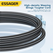 USB Cable Essager 'Morning Glory 2' black 'Type-C' 200cm (up to 120W)
