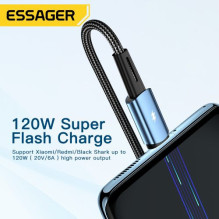 USB Cable Essager 'Morning Glory 2' black 'Type-C' 200cm (up to 120W)