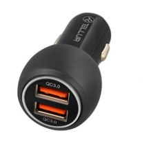 „Tellur“ dvigubas USB automobilinis įkroviklis su QC 3.0, 6A, juodas