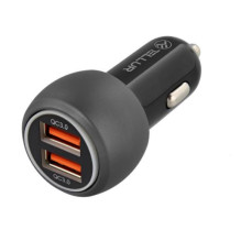 „Tellur“ dvigubas USB automobilinis įkroviklis su QC 3.0, 6A, juodas