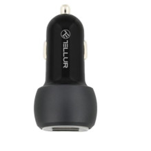 „Tellur“ dvigubas USB automobilinis įkroviklis su QC 3.0, 6A, juodas