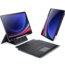 DUX DUCIS DK sulankstomas dėklas su belaide klaviatūra, skirtas SAMSUNG Tab S10 Plus / S9 Plus / S9 FE Plus, juodas