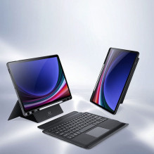 DUX DUCIS DK sulankstomas dėklas su belaide klaviatūra, skirtas SAMSUNG Tab S10 Plus / S9 Plus / S9 FE Plus, juodas