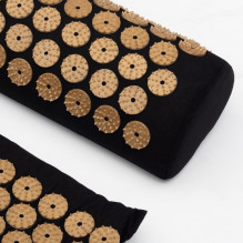 Acupuncture massage pad set with pillow and cover black gold