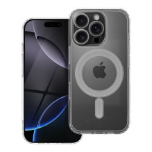 „iPhone 16 PRO“ skaidrus „Mag“ dėklas (STR / APSAUGA NUO FOTOAPAROS), suderinamas su „MagSafe“ permatomu dangteliu