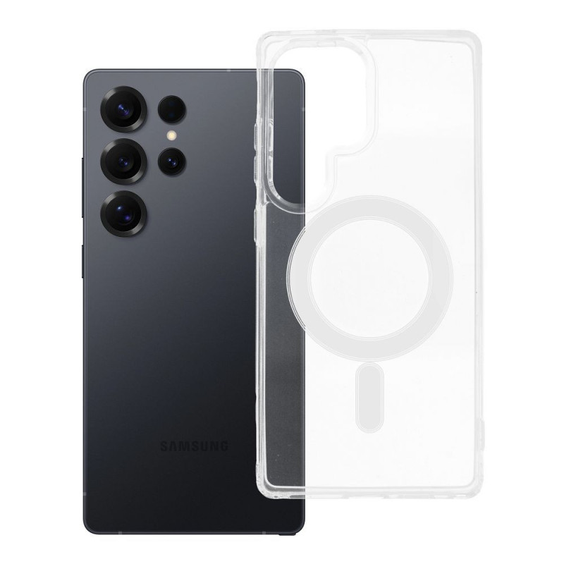 „Samsung S25 ULTRA Clear Mag Cover“ (STR) dėklas, suderinamas su „MagSafe“ permatomu dėklu