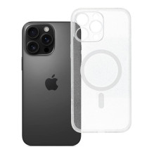 „iPhone 16 PRO MAX“ skaidrus „Mag“ dėklas (STR / APSAUGA FOTOAPARA), suderinamas su „MagSafe“ permatomais blizgučiais