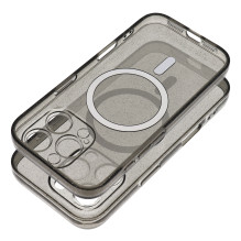 Case for Samsung S25 Clear Mag Cover (STR) compatible with MagSafe czarny glitter
