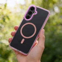 Case for Samsung A17 Frame Clear Hybrid Mag Cover compatible with MagSafe powder pink