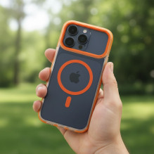 „iPhone 17 AIR Frame Clear Hybrid Mag Cover“ dėklas, suderinamas su „MagSafe Hermes Orange“