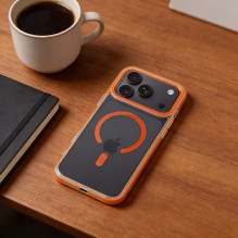„iPhone 17 AIR Frame Clear Hybrid Mag Cover“ dėklas, suderinamas su „MagSafe Hermes Orange“