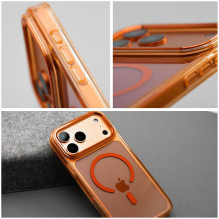 Case for iPhone 17 AIR Frame Clear Hybrid Mag Cover compatible with MagSafe hermes orange