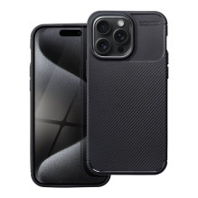 „iPhone 15 PRO MAX“ anglies pluošto dėklas, juodos spalvos, aukščiausios kokybės