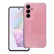 Samsung A35 5G skaidrus 2 mm dėklas, mirksinčios rožinės spalvos Samsung A35 5G skaidrus 2 mm dėklas, mirksinčios rožinės spalvos