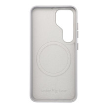 „Samsung S25“ odinis „Mag“ dėklas, suderinamas su „MagSafe“, pilkas „Samsung S25“ odinis „Mag“ dėklas, suderinamas su „MagSafe“, pilkas