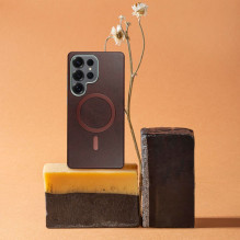 Case for Samsung A57 Gentleman Mag Cover compatible with MagSafe brown
