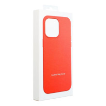 Case for Samsung S25 PLUS Leather Mag Cover compatible with MagSafe red