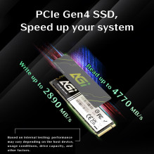 SSD, AGI, 600xTBW rating, MTBF 1600000 h, Read speed 4700 MB / s, Write speed 2800 MB / s, NVMe Yes, PCI Express 4.0, M.