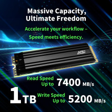 SSD, AGI, 750xTBW rating, MTBF 2000000 h, Read speed 7400 MB / s, Write speed 5200 MB / s, NVMe Yes, PCI Express 4.0, M.