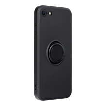 iPhone 7 / 8 / SE 2020 / SE 2022 dėklas su silikoniniu žiedu, juodas