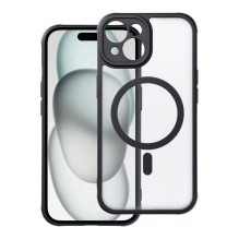 „iPhone 15“ visiškai matinis „Mag“ dėklas, suderinamas su „MagSafe“, juodas