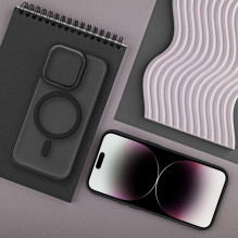 „iPhone 17 AIR“ matinis „Mag“ dėklas, suderinamas su „MagSafe“, juodas