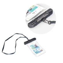 Vandeniui atsparus mobiliojo telefono krepšys su plastikiniu užsegimu, baltas