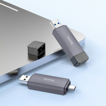 Card reader SD / TF Hoco USB A / USB C 2.0 metal gray Card reader SD / TF Hoco USB A / USB C 2.0 metal gray