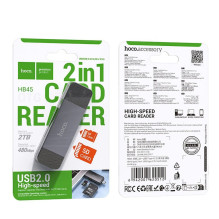 Card reader SD / TF Hoco USB A / USB C 2.0 metal gray Card reader SD / TF Hoco USB A / USB C 2.0 metal gray
