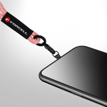 FORCELL F-DESIGN R10X40 wrist phone lanyard with adjustable length (max 20cm in the loop) pink white FORCELL F-DESIGN R10X40 wrist phone lanyard with adjustable length (max 20cm in the loop) pink white