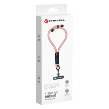 FORCELL F-DESIGN R10X40 wrist phone lanyard with adjustable length (max 20cm in the loop) pink white FORCELL F-DESIGN R10X40 wrist phone lanyard with adjustable length (max 20cm in the loop) pink white