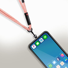 FORCELL F-DESIGN S10X165 crossbody phone lanyard with adjustable length (max 82,5cm in the loop) pink white FORCELL F-DESIGN S10X165 crossbody phone lanyard with adjustable length (max 82,5cm in the loop) pink white