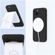 „iPhone 12 PRO“ silikoninis dėklas, suderinamas su „MagSafe“, juodas „iPhone 12 PRO“ silikoninis dėklas, suderinamas su „MagSafe“, juodas