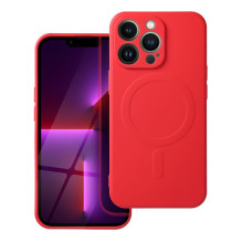 Case for iPhone 13 PRO Silicone Mag Cover compatible with MagSafe red
