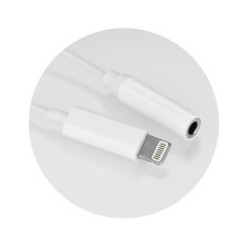 Adapteris AUX Lightning (vyriškas) į 3,5 mm lizdą (lizdas), baltas Adapteris AUX Lightning (vyriškas) į 3,5 mm lizdą (lizdas), baltas