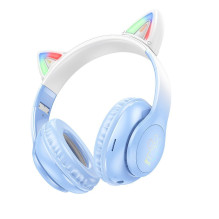 Belaidės ausinės Hoco W42 Cat Ear, krištolo mėlynos