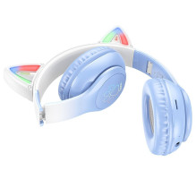 Belaidės ausinės Hoco W42 Cat Ear, krištolo mėlynos