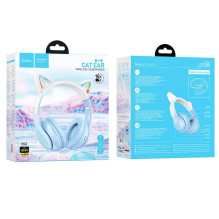 Belaidės ausinės Hoco W42 Cat Ear, krištolo mėlynos