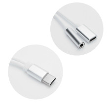 Adapter AUX 2in1 Type C (male) to Type C (female) / Jack 3,5 mm (female) white Adapter AUX 2in1 Type C (male) to Type C (female) / Jack 3,5 mm (female) white