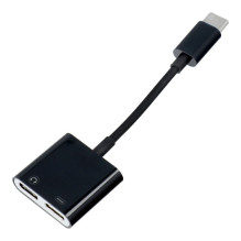 Adapteris AUX 2in1 C tipo (vyras) į C tipo (lizdas) / C tipo (lizdas) DĖŽUTĖ juoda DAC Adapteris AUX 2in1 C tipo (vyras) į C tipo (lizdas) / C tipo (lizdas) DĖŽUTĖ juoda DAC
