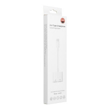 Adaptor AUX 2in1 Type C (male) to Type C (female) / Type C (female) BOX black DAC