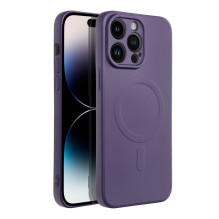 Case for iPhone 14 PRO MAX Silicone Mag Cover compatible with MagSafe dark purple