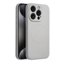 Case for iPhone 15 PRO Silicone Mag Cover compatible with MagSafe titanium