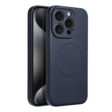 Case for iPhone 15 PRO Silicone Mag Cover compatible with MagSafe titanium blue