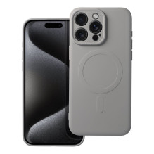 Case for iPhone 15 PRO MAX Silicone Mag Cover compatible with MagSafe titanium gray